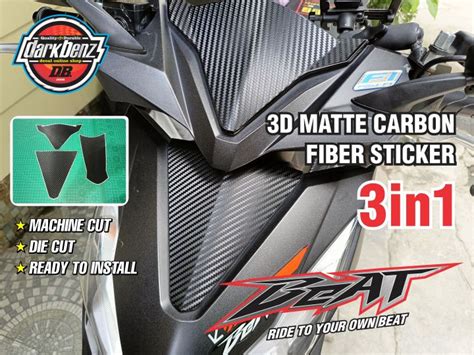 Honda BeAT Fi Version 2 3in1 Panel Carbon Fiber Sticker Decal Cutout