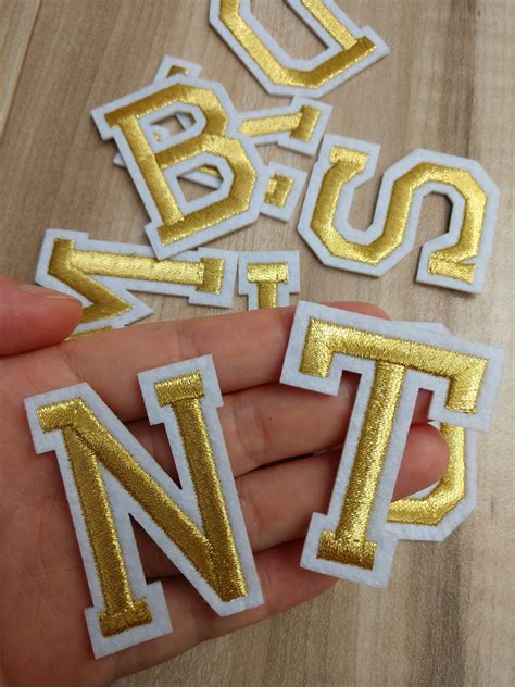 Gold Embroidered Iron On Letters Applique Patchiron On Name Etsy