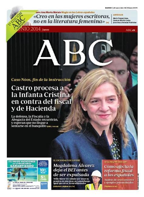 La Portada De ABC Del Jueves 26 De Junio Abc Escritores Portadas