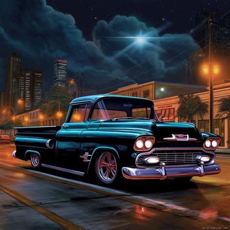 Premium Photo Painting Of A Classic Car Driving Down A City Street At