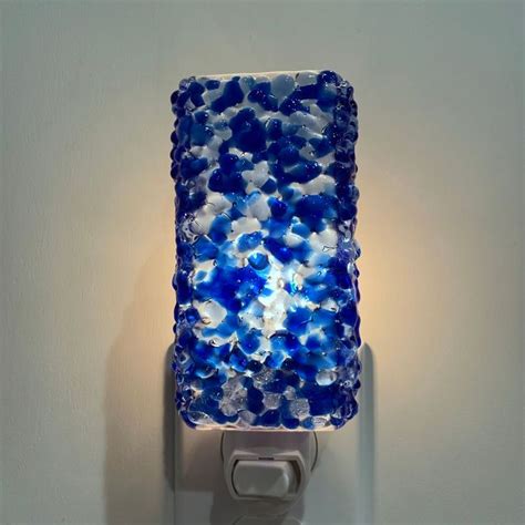 Night Light Blue Kitchen Or Bathroom Night Light Fused Etsy Bathroom Night Light Light Blue