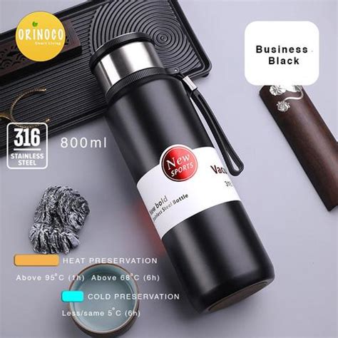 Promo Orinoco Botol Termos HF Vacuum Flask ML Cold Hot Anti Tumpah Hitam Kota Bogor