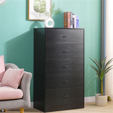 Set Of 2 Black Dresser For Bedroom Large Wood Dresser With 6 Drawers