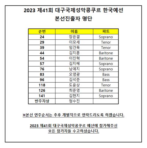 대구국제성악콩쿠르 The 41st Daegu International Vocal Music Competition