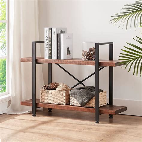 Amazon Hsh Natural Real Wood Bookshelf Tier Small Rustic