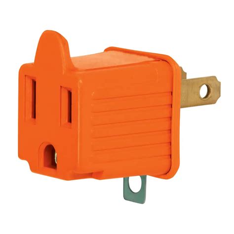 Adaptador 3 a 2 tensión 127v corriente 15a naranja volteck