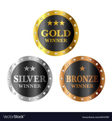 Gold Silver And Bronze Winner Medals Royalty Free Vector