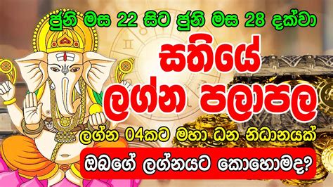 Weekly Horoscope 22th June To 03th June 2023 Sathiye Lagna Palapala