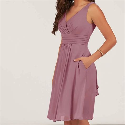 Azazie Kayla Mid Length Bridesmaids Formal Dress Size Gem