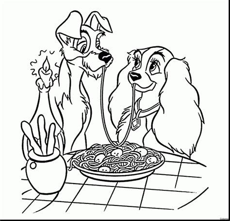 Lady And The Tramp Spaghetti Coloring Pages