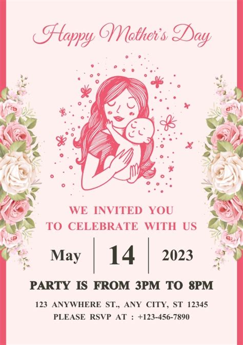 Mother S Day Invitation Card Template Postermywall