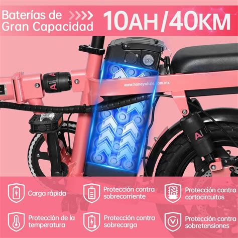 Bicicleta Eléctrica Plegable Honey Whale S6 S Pro Rosa Honey Whale