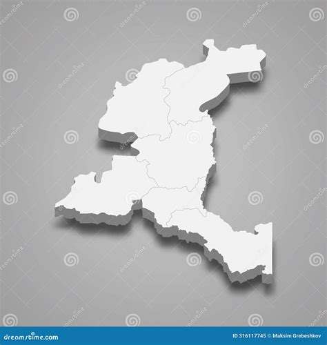 3d Isometric Map Of Haut Katanga Is A Region Of DR Congo Cartoon Vector