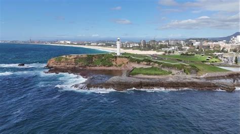 Wollongong Lighthouse 3 - Drone Stock Footage Australia