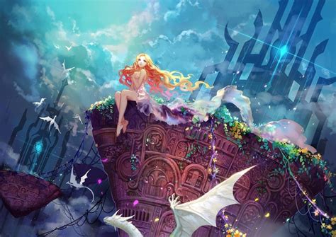 Fantasy Art Dragon Clouds Women Blonde Wallpaper Coolwallpapers Me