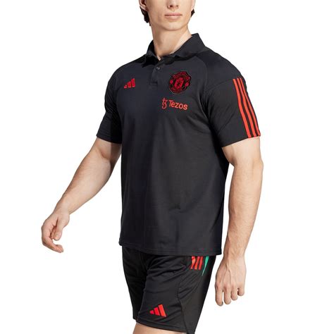 Adidas Manchester United Training Polo Shirt 2023 2024 Adults Black