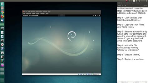 Install Virtualbox Guest Additions In Debian Gnome Youtube