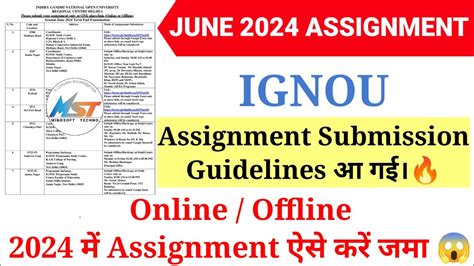 IGNOU 2024 Assignment Submission Guidelines Released Online Offline