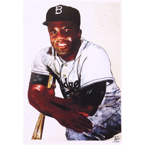 Jackie Robinson Dodgers Joshua Barton Signed Le X Lithograph