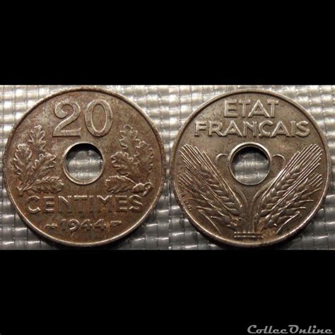 Ec 20 centimes Etat Français 1944 24mm 3g Coins World France