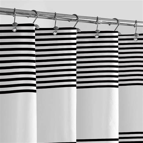 Farmhouse Style Black And White Striped Shower Curtain With Tassels