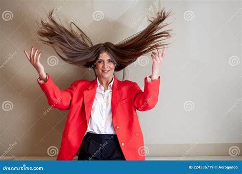 Young Woman Flicking Her Hair Up Stock Image Image Of Bright Beauty