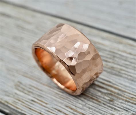 Wide Hammered Copper Ring Hammered Copper Ring Heavy Copper Ring Copper Wedding Ring