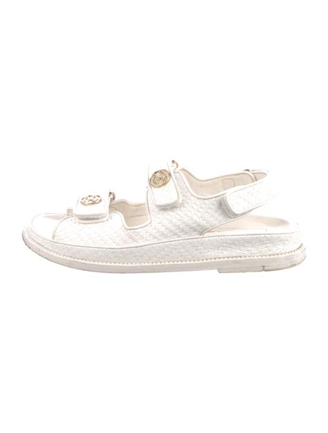 Chanel 2022 Interlocking CC Logo Sandals White Sandals Shoes