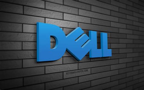 Download wallpapers Dell 3D logo, 4K, gray brickwall, creative, brands ...