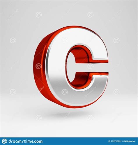 Metal 3d Letter C Uppercase Metallic Red And White Font Isolated On