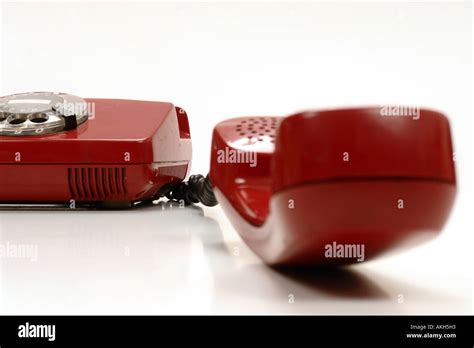 A Red Retro Phone On White Stock Photo Alamy