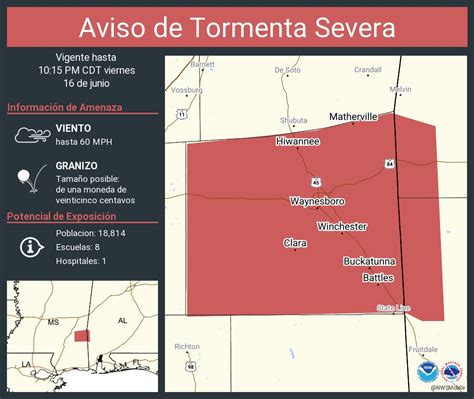 Nws Mobile On Twitter Aviso De Tormenta Severa Incluye Waynesboro Ms