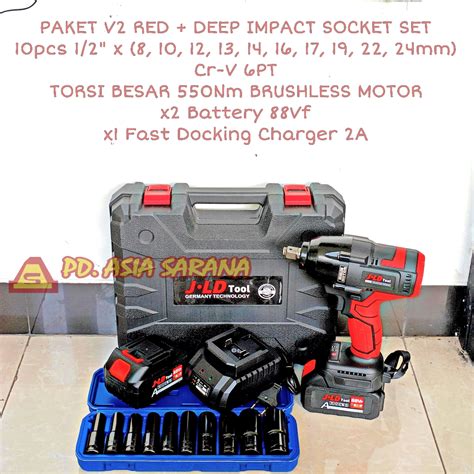 Jual Paket Cordless Impact Wrench Torsi Besar Jld 88vf 88f Brushless Baut Shopee Indonesia