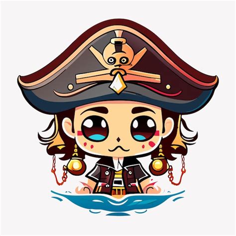 Desenho animado bonito pirata crânio navio mar gangster gotejamento