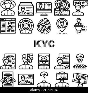 Kyc Know Your Customer Collection Icons Set Vector Stock Vector Image