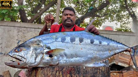 Kasimedu Speed Selvam Big Size Queen Trevally Fish Cutting Video