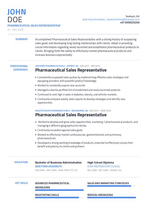 Pharmaceutical Resume Sample