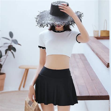 Swimsuit Swimwear Women Woman Bikini Sexy New Korean Split Skirt Pants Print Polyester