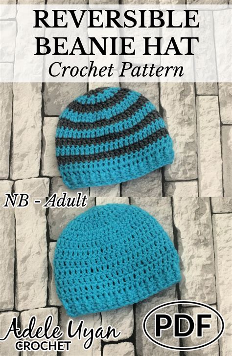 Reversible Beanie Hat Crochet Pattern Adele Uyan Crochet