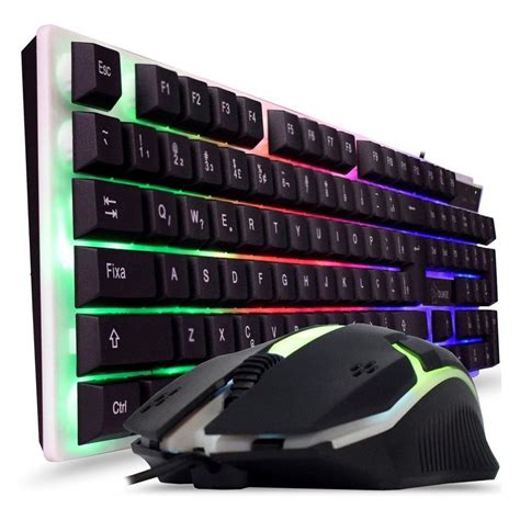 Kit Teclado Mouse Luminoso Semi Mecanico Gamer Led Mousepad Brinde