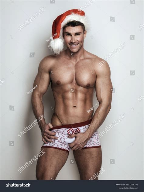 Nude Muscular Male Model Santa Hat Stock Photo 2551028285 Shutterstock
