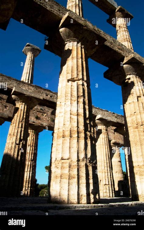 Doric Columns Temple Of Poseidon Paestum UNESCO World Heritage Site