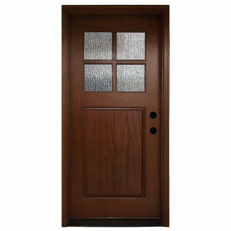 Steves And Sons 36 In X 80 In Cottage 4 Lite Rain Stained Mahogany Prehung Front Door M6404 Ra