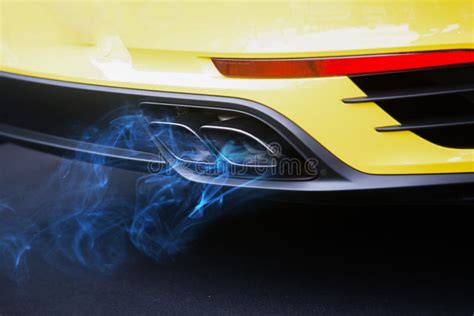 Black Smoke From The Old Exhaust Pipe Of Car Concept Of Air Pollution