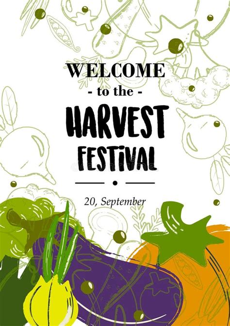 Harvest Festival. Poster With Illustration Of Fruits. Stock Vector ...