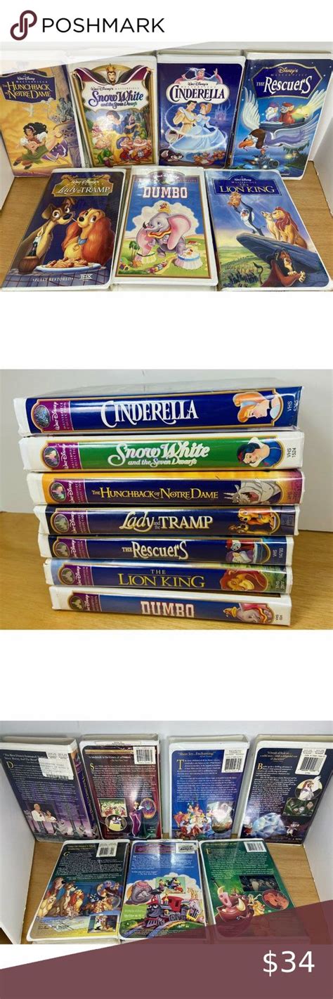 7 VHS Disney Masterpieces He Classics Cinderella Snow White Lion King