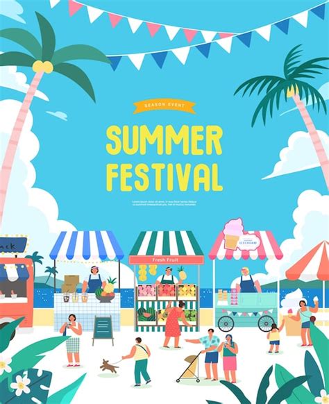 Premium Vector A Poster For The Summer Festival