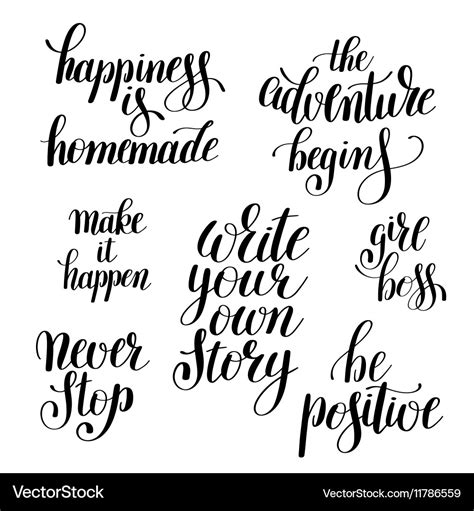 Set Of Handwritten Positive Inspirational Quotes Vector Image