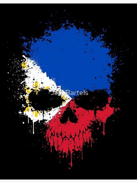 Chaotic Filipino Flag Splatter Skull Poster For Sale By JeffBartels