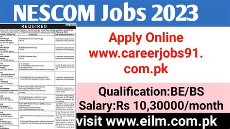 Apply Online Careerjobs91 Pk For Nescom Jobs 2023